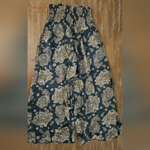 Chic Paisley Print Wide Leg Pants - Thai Palazzo Pants Bohemian Floral Print Sm